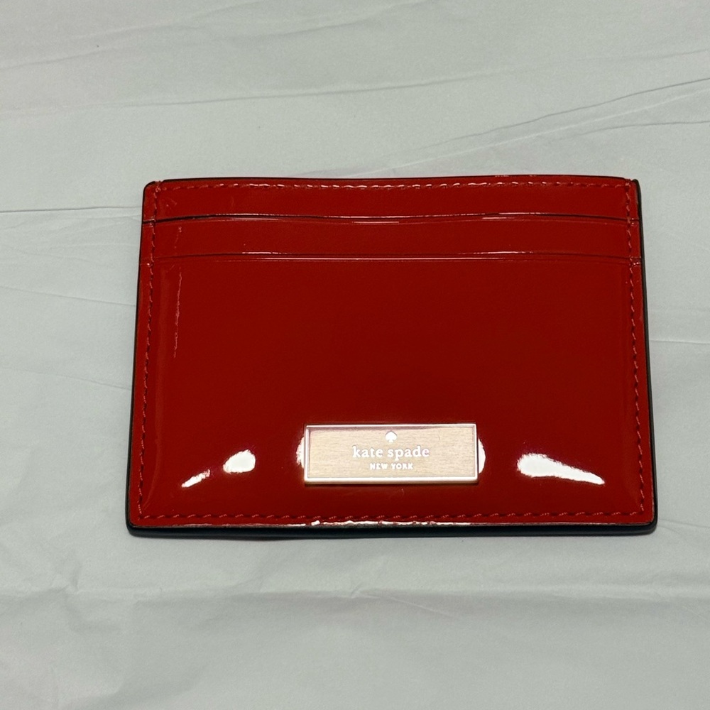 NWT Kate Spade Bridget Patent Small Slim Card Holder in KS Bright Red - Picture 5 of 9
